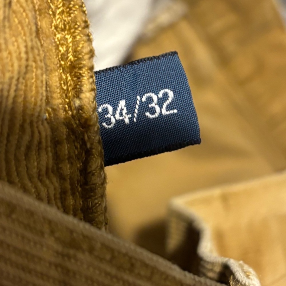 Polo Ralph Lauren Mens Corduroy Pants 34x32 Mustard Tan Straight Leg Dungarees - Picture 9 of 10